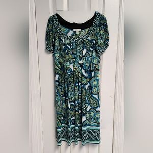Dress Barn Beautiful Blue Teal Black Multicolored Shift Dress - Size 8